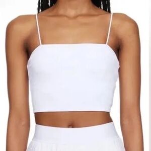 Alo White Ribbed Strappy Bra Tank Size S